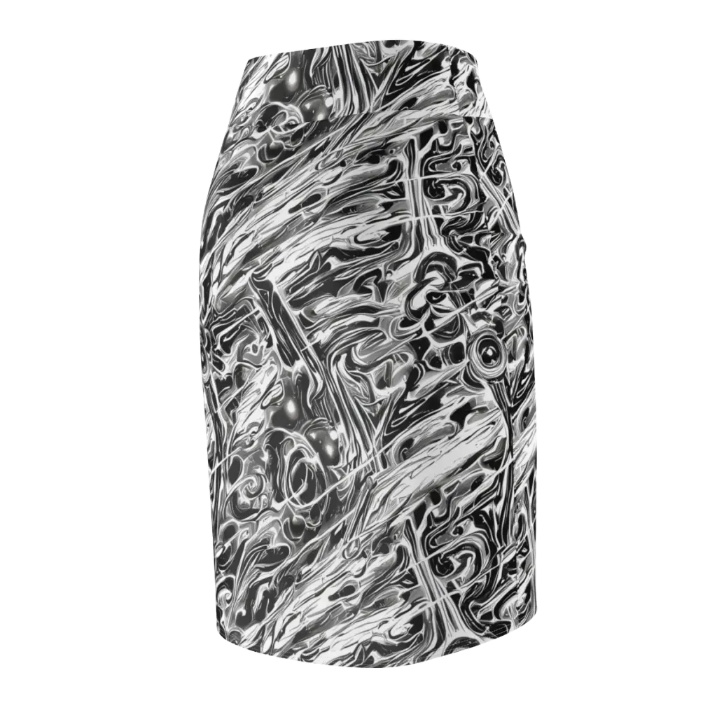 Inkstorm Marble on Pencil Skirt — Back Side