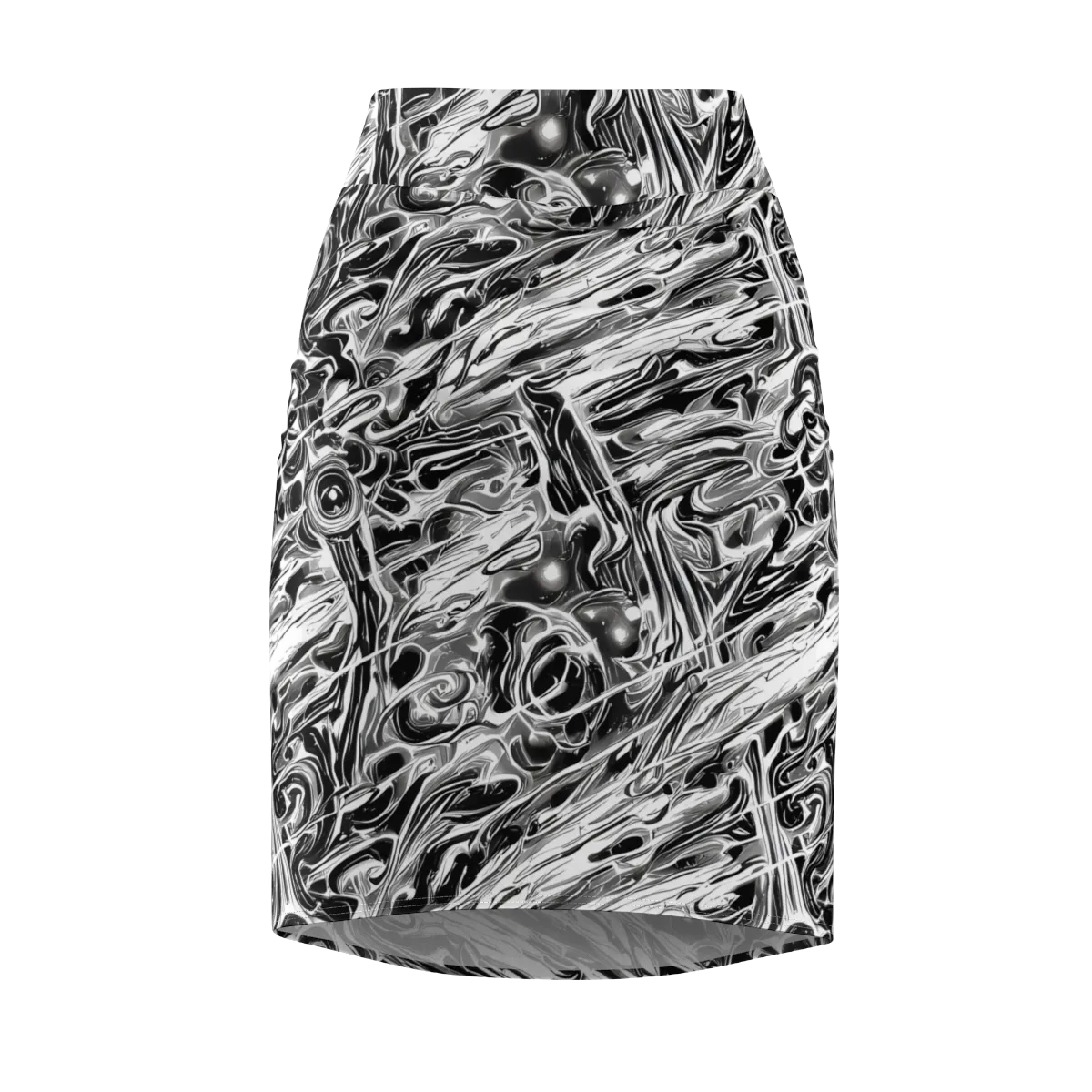 Inkstorm Marble on Pencil Skirt — Front