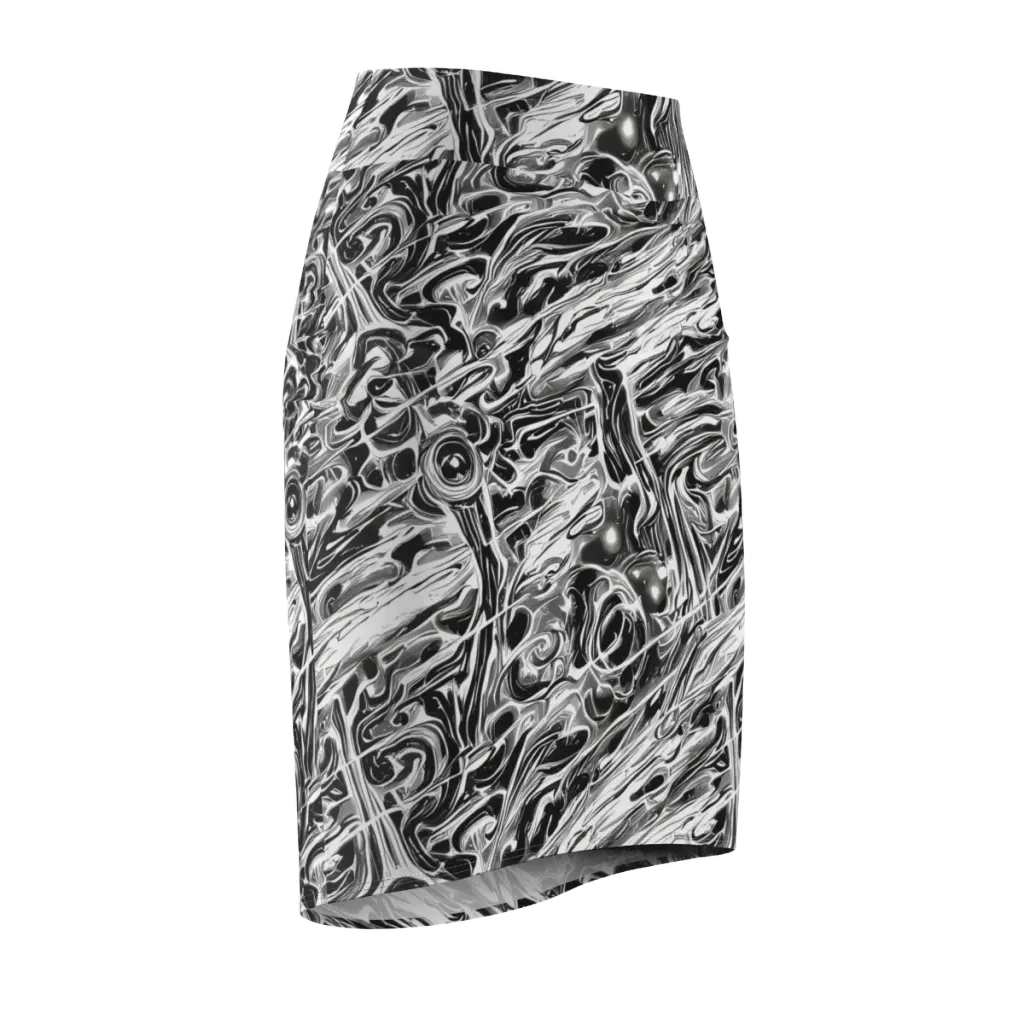 Inkstorm Marble on Pencil Skirt — Front Side