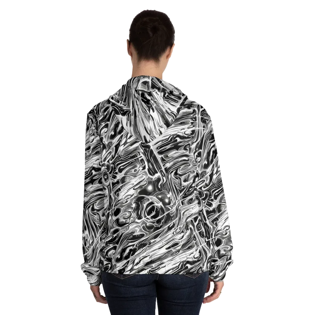 Inkstorm Marble on Women's Full-Zip Hoodie — Back On Person