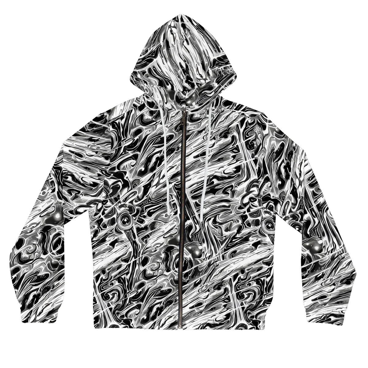 Inkstorm Marble on Women's Full-Zip Hoodie — Front