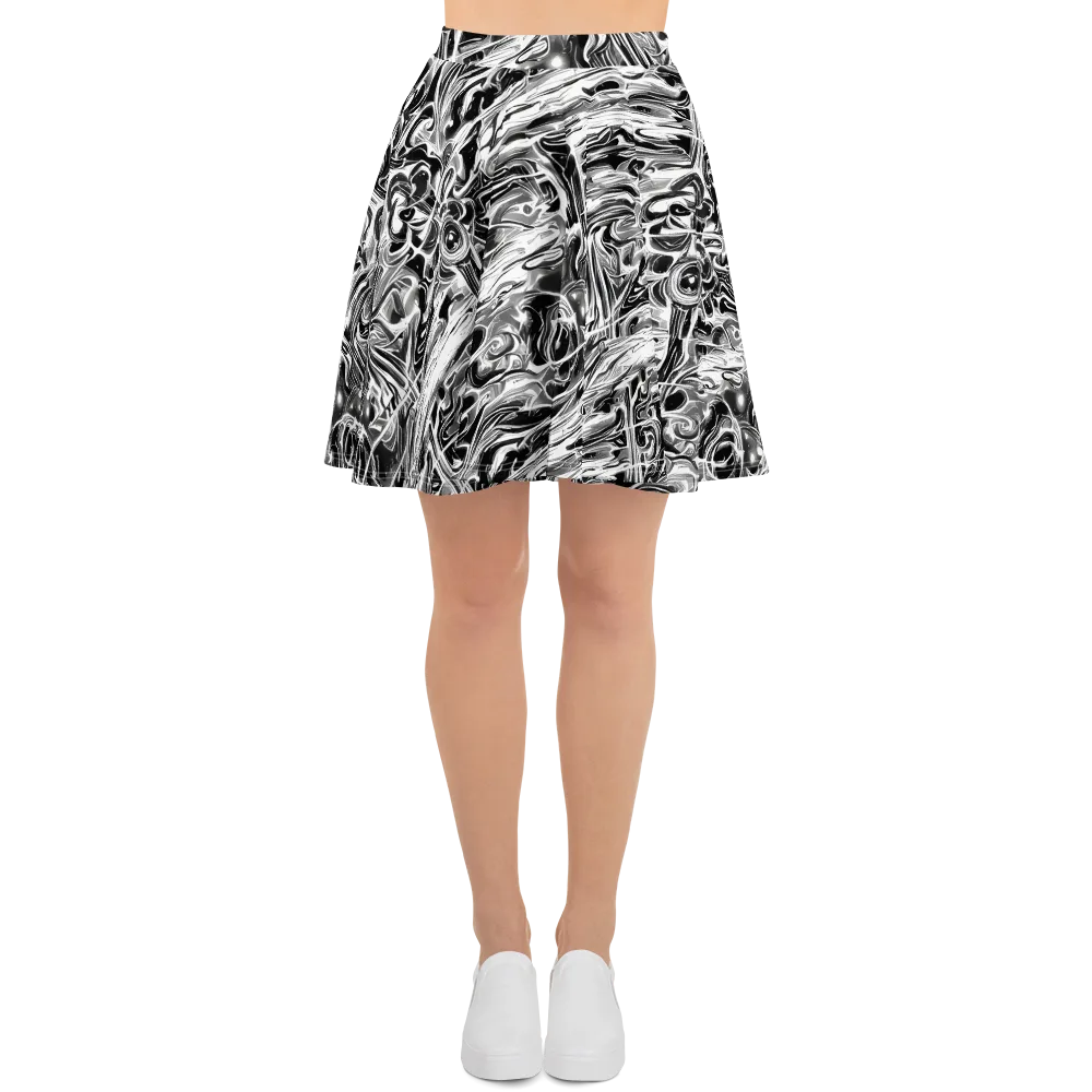 Inkstorm Marble on Skater Skirt — Front