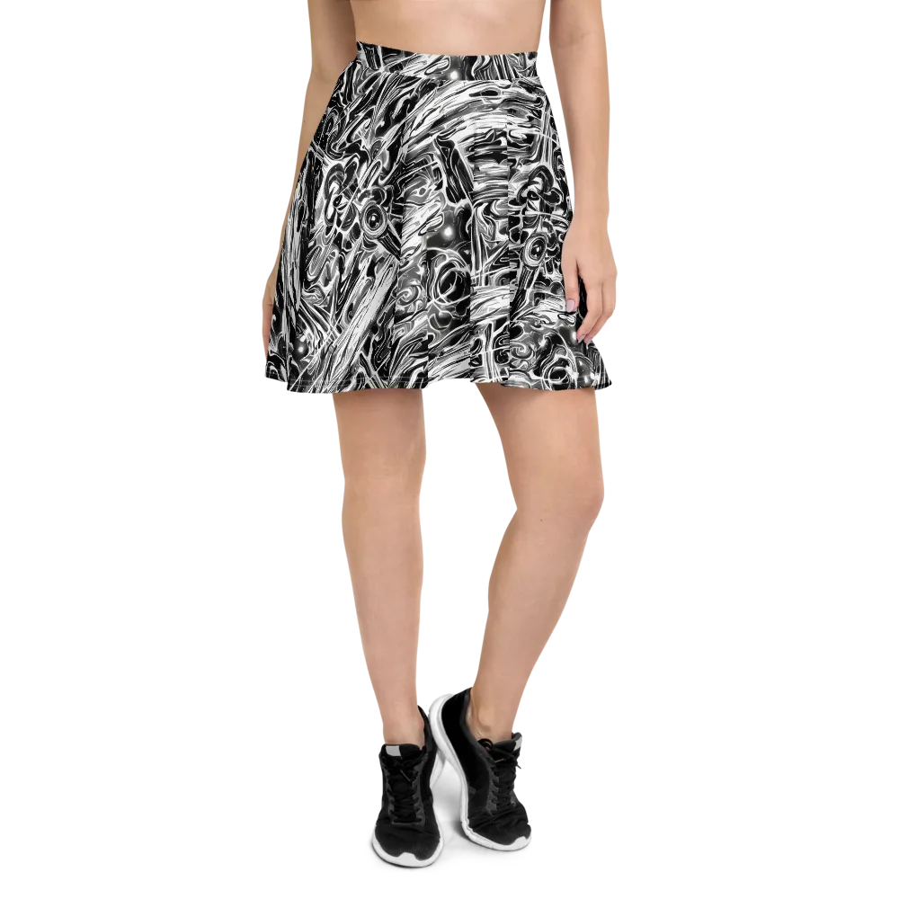 Inkstorm Marble on Skater Skirt — Front