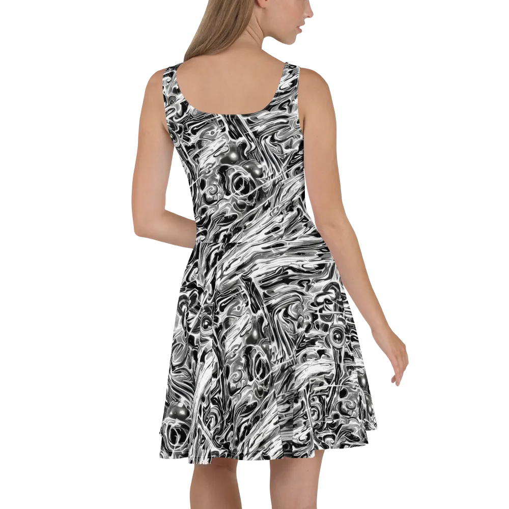 Inkstorm Marble on Skater Dress — Back