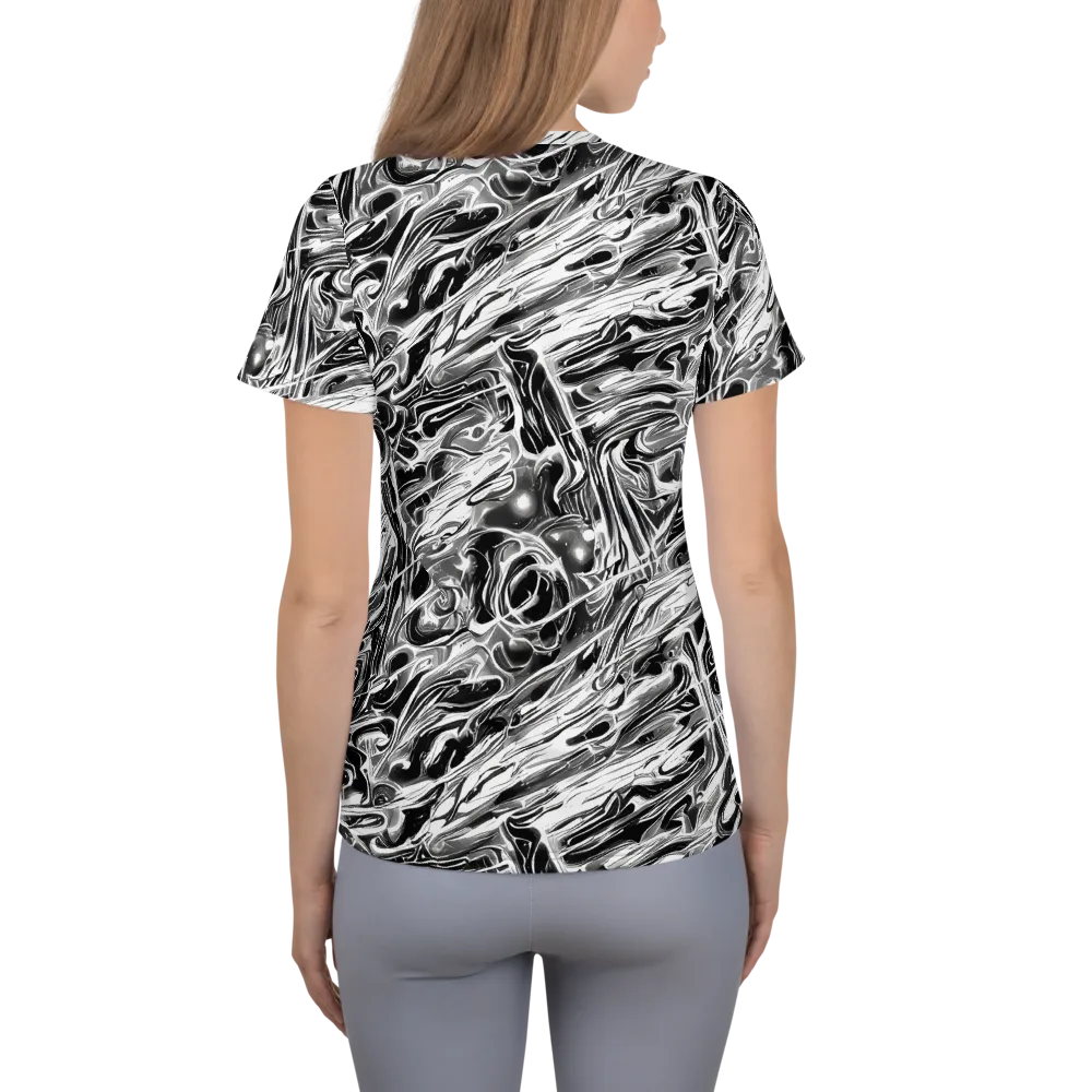 Inkstorm Marble on Women's Athletic T-Shirt — Back