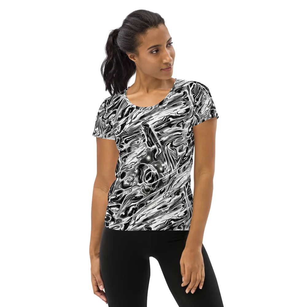 Inkstorm Marble on Women's Athletic T-Shirt — Front