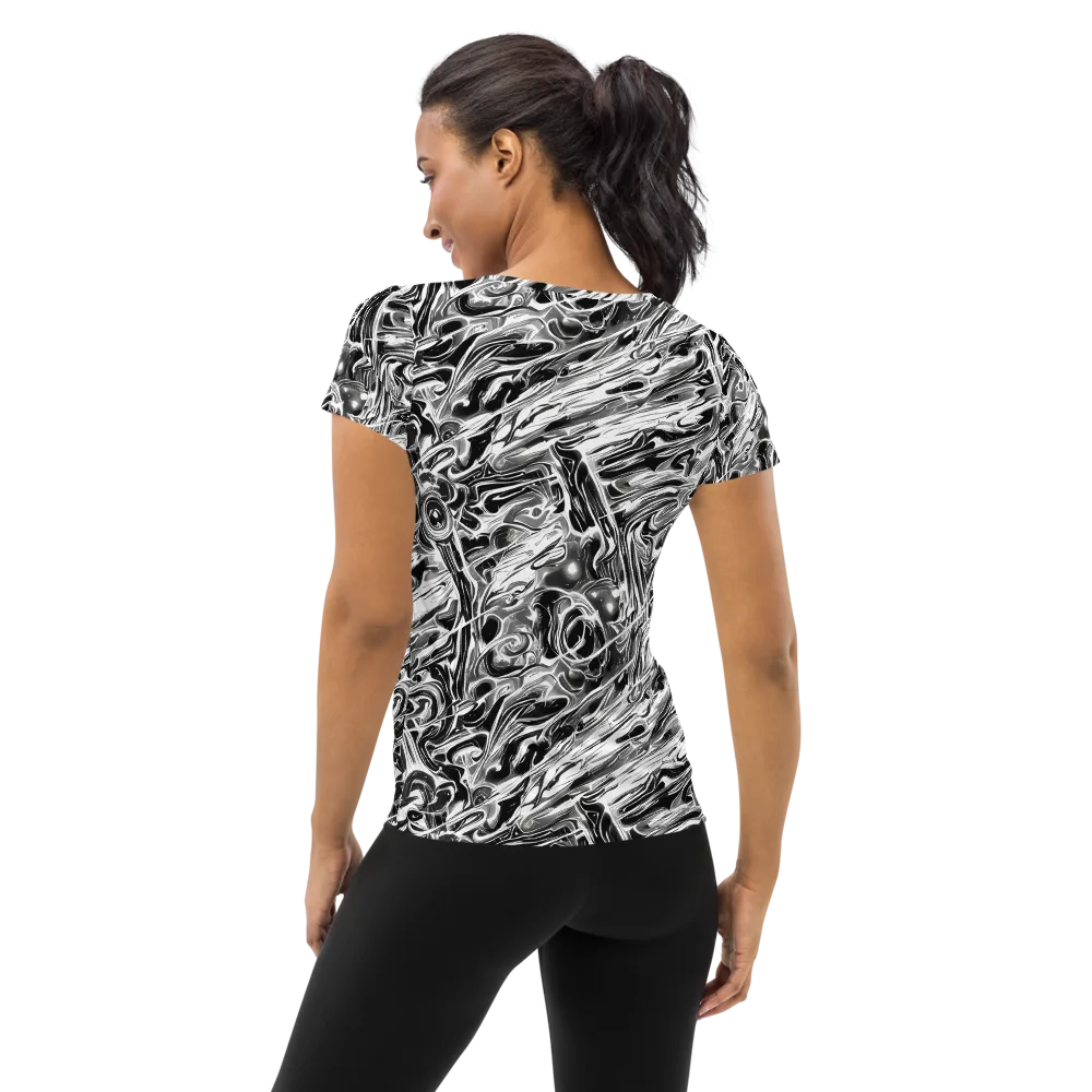 Inkstorm Marble on Women's Athletic T-Shirt — Back