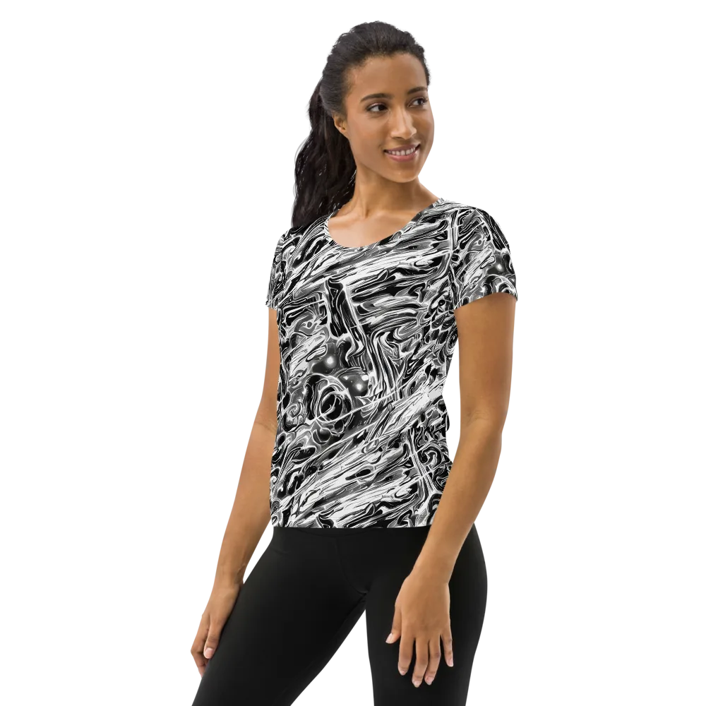 Inkstorm Marble on Women's Athletic T-Shirt — Left