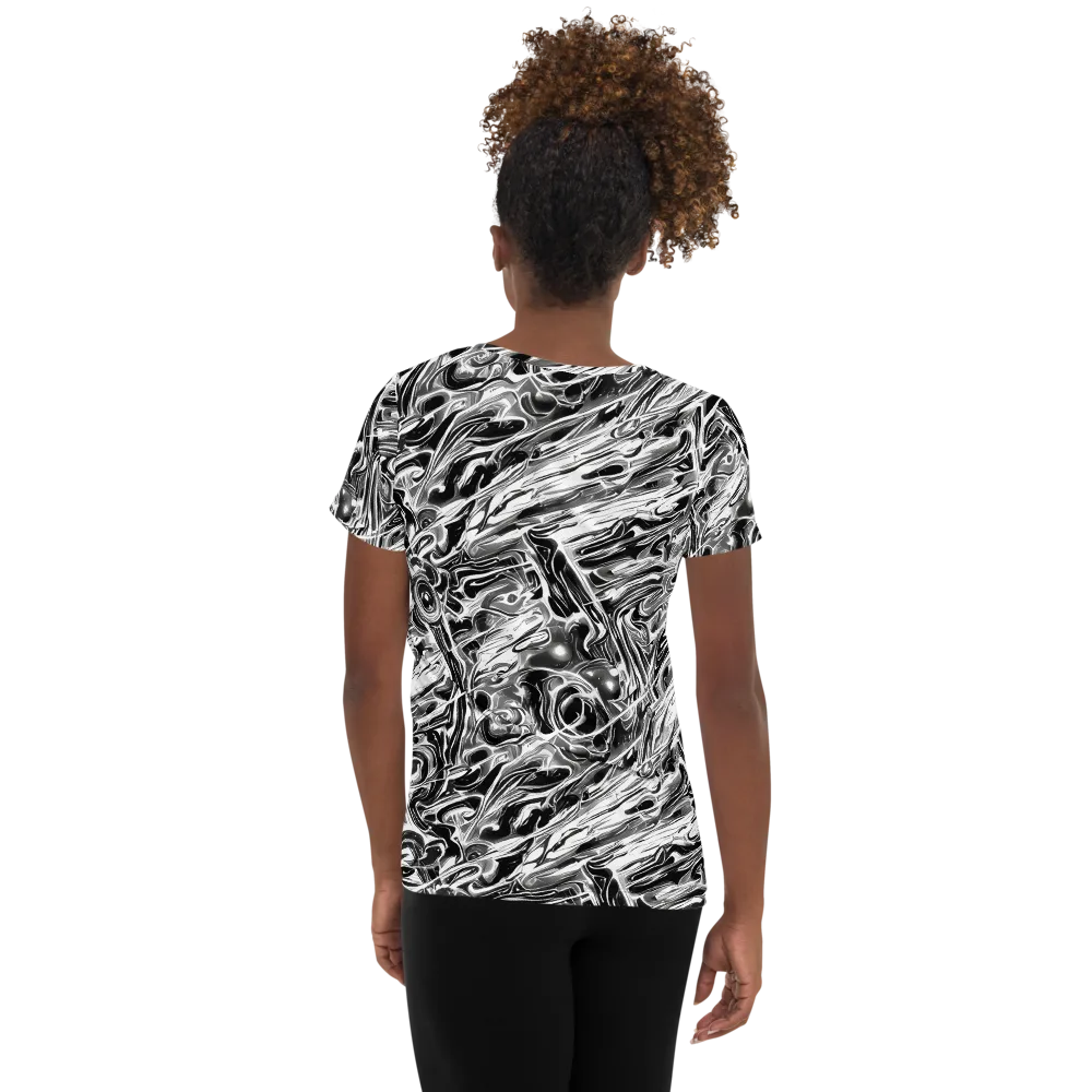 Inkstorm Marble on Women's Athletic T-Shirt — Back