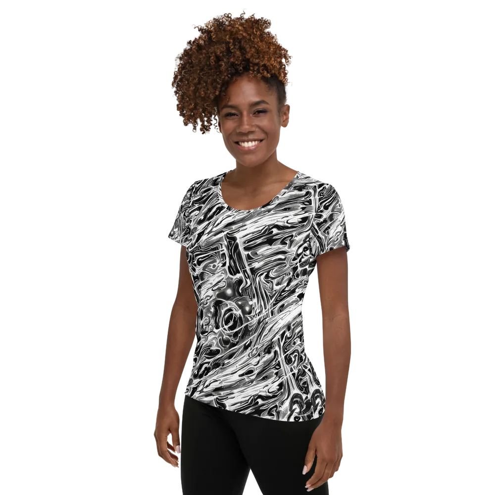 Inkstorm Marble on Women's Athletic T-Shirt — Left