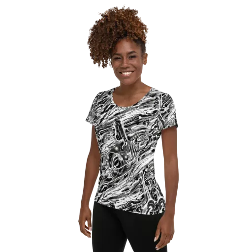 Inkstorm Marble on a Women's Athletic T-Shirt
