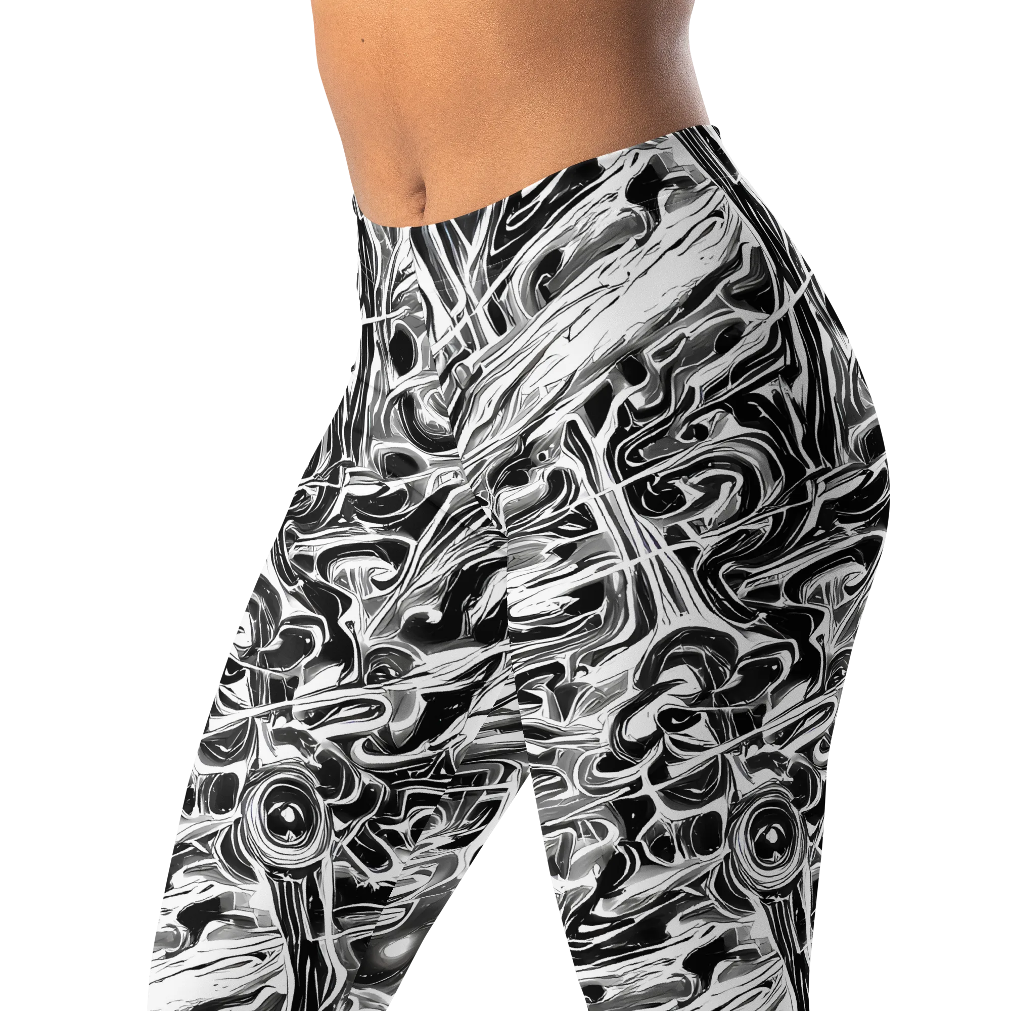 Inkstorm Marble on Leggings — Left Front
