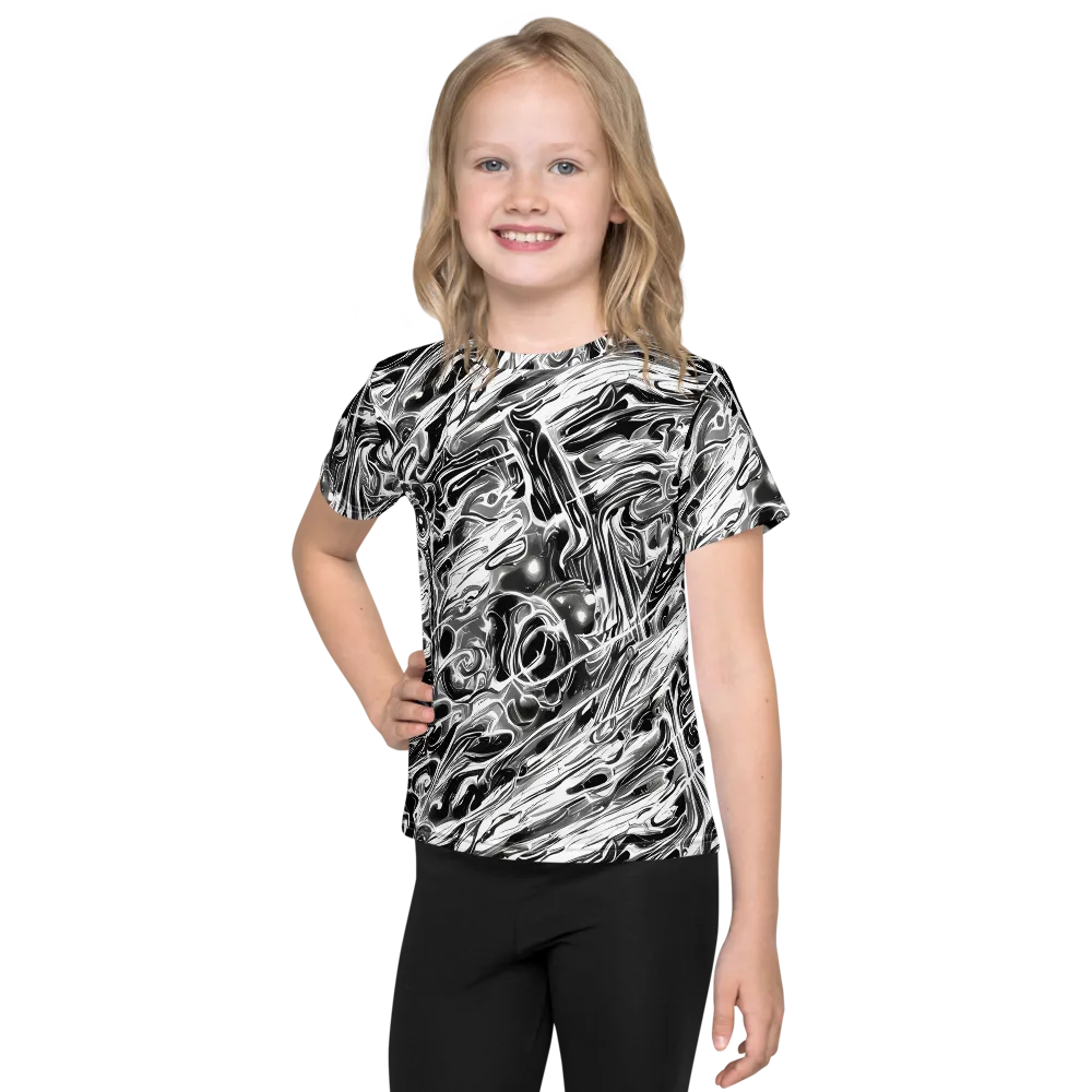 Inkstorm Marble on Kids Crew Neck T-Shirt — Front