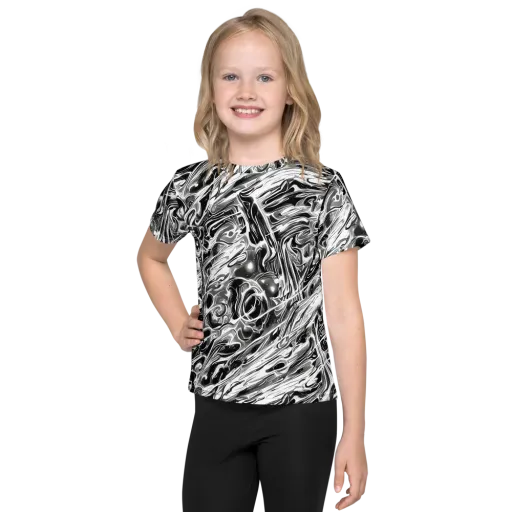 Inkstorm Marble on a Kids Crew Neck T-Shirt