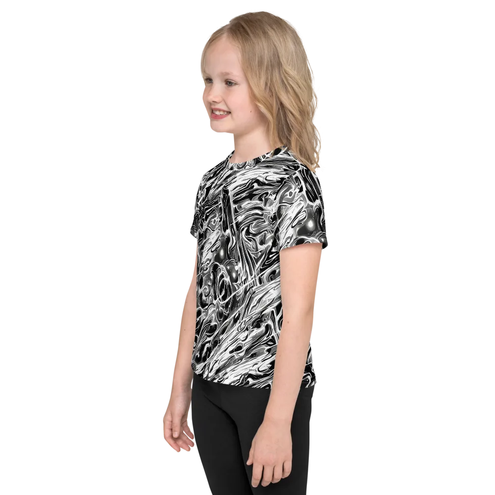 Inkstorm Marble on Kids Crew Neck T-Shirt — Left