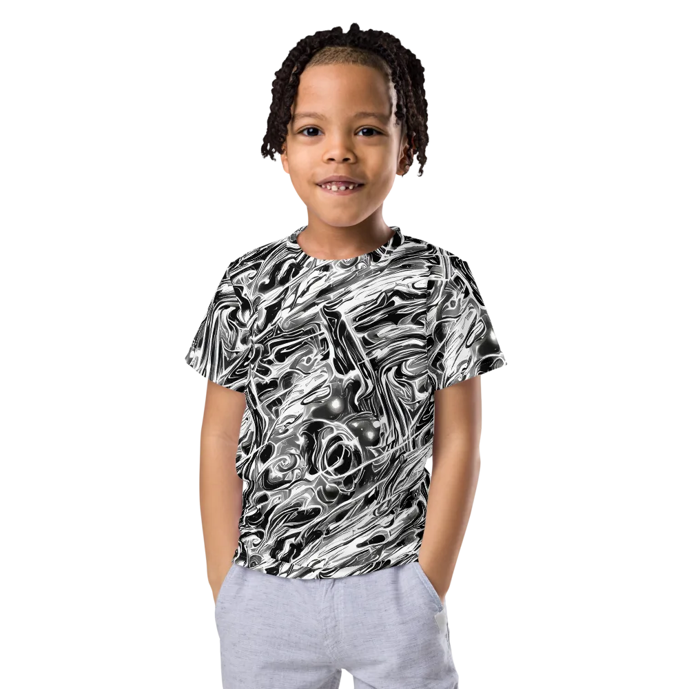 Inkstorm Marble on Kids Crew Neck T-Shirt — Front