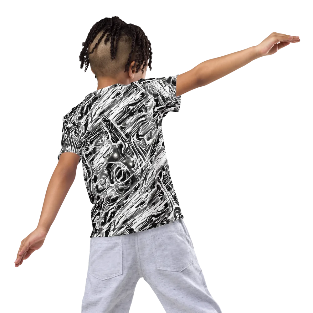 Inkstorm Marble on Kids Crew Neck T-Shirt — Back