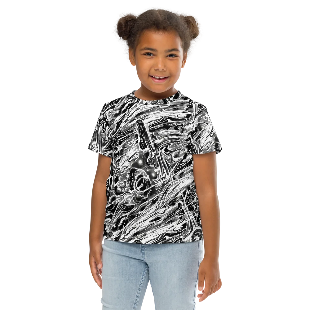 Inkstorm Marble on Kids Crew Neck T-Shirt — Front