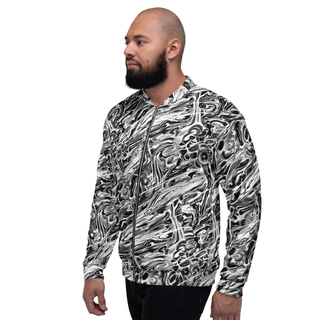 Inkstorm Marble on Bomber Jacket — Left