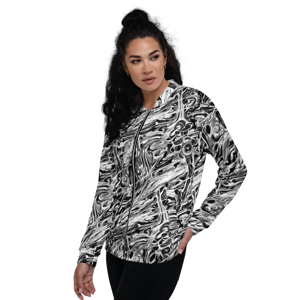 Inkstorm Marble on Bomber Jacket — Left