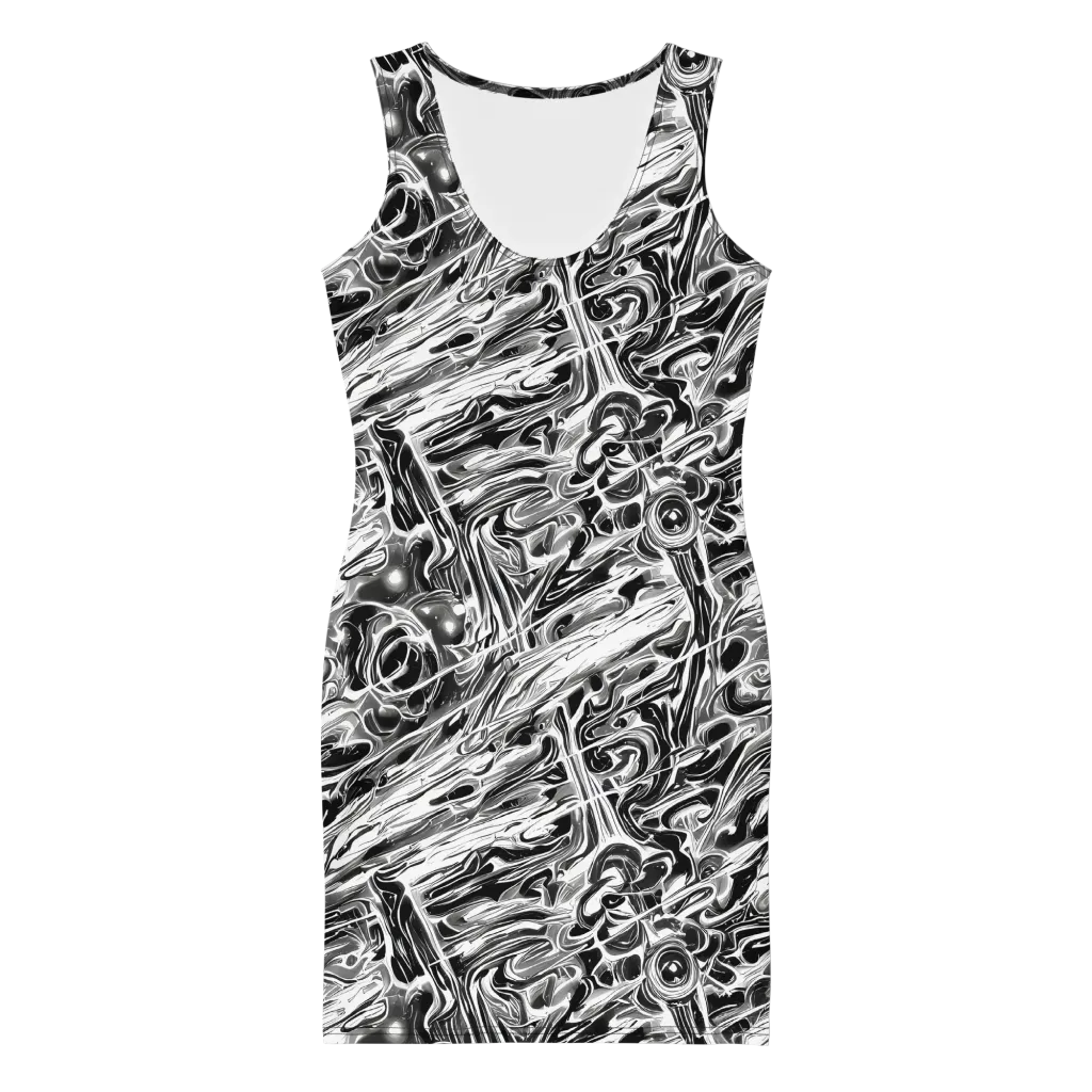 Inkstorm Marble on Bodycon Dress — Front