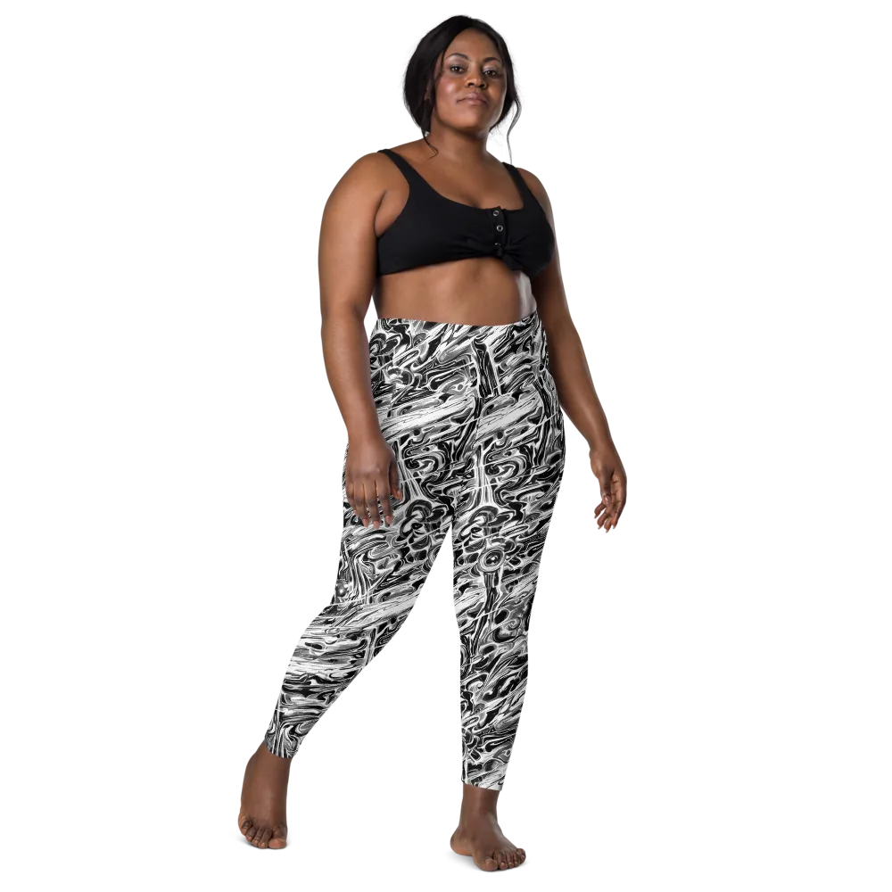 Inkstorm Marble on Leggings with Pockets — Front