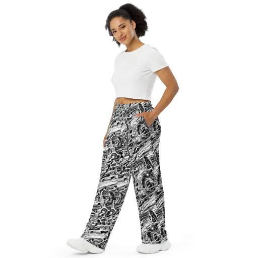Inkstorm Marble on a Wide-Leg Pants