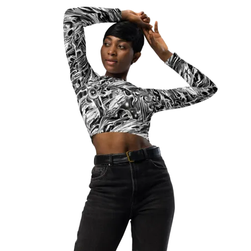 Inkstorm Marble on a Long Sleeve Crop Top