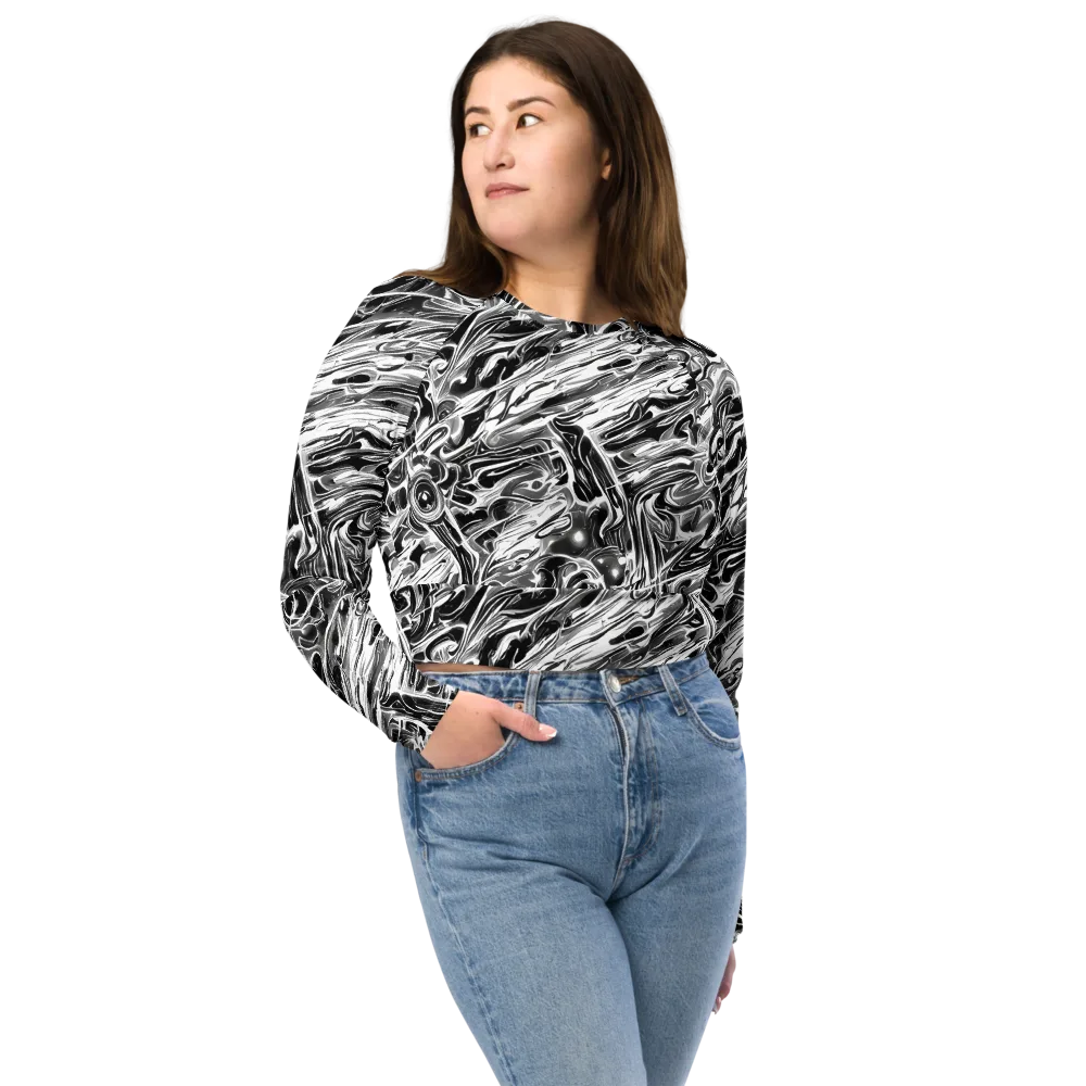 Inkstorm Marble on Long Sleeve Crop Top — Front