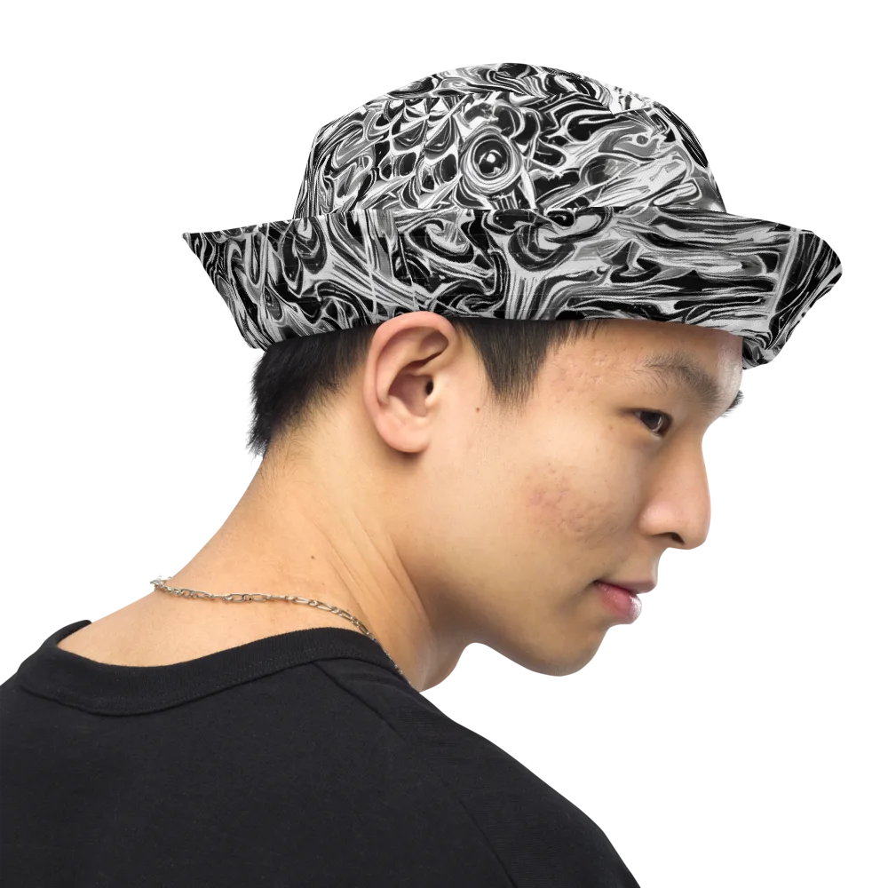 Inkstorm Marble on Reversible Bucket Hat — Right Outside