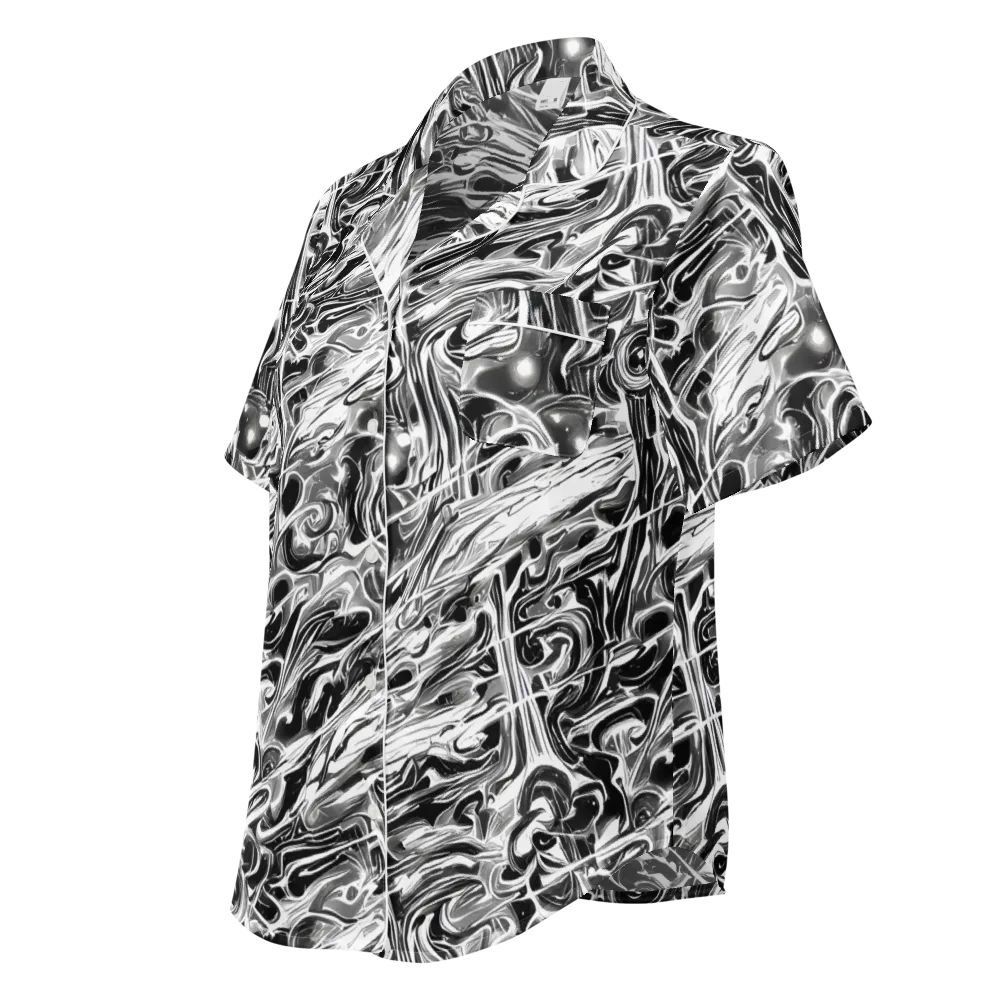 Inkstorm Marble on Women's Short Sleeve Pajama Top — Left Front