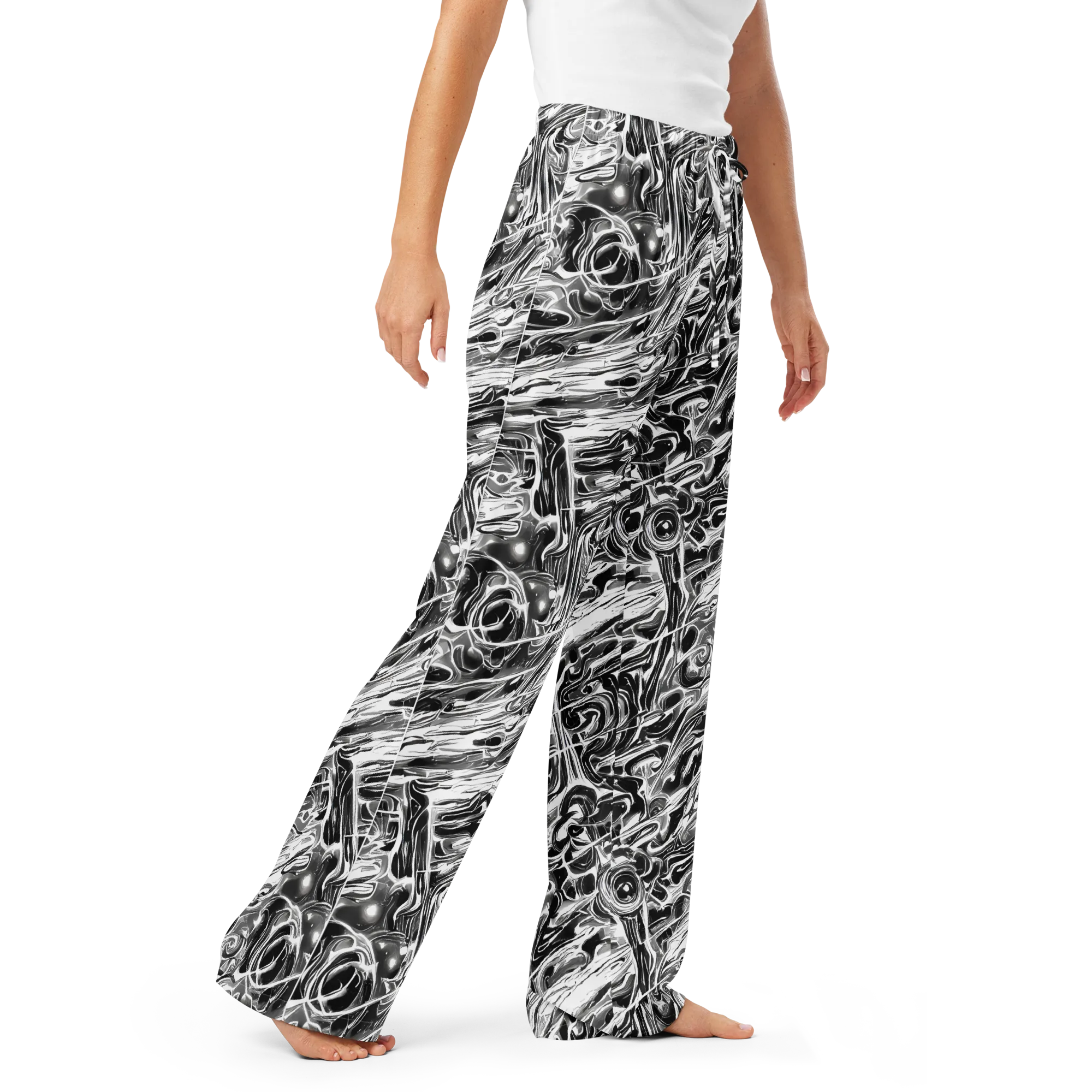 Inkstorm Marble on Women's Pajama Pants — Right Front