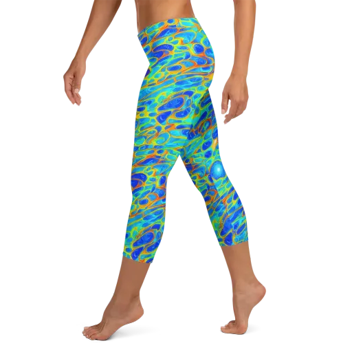 Blue Fireflow on a Capri Leggings
