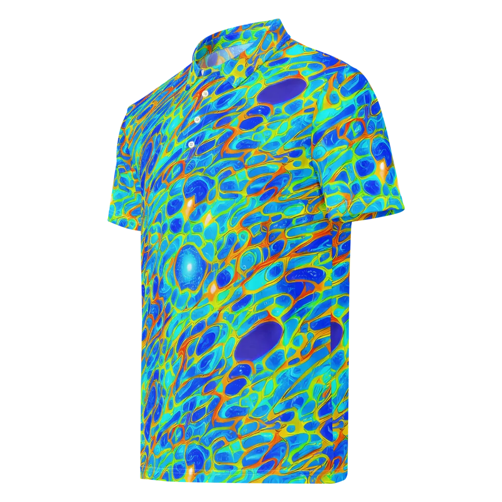 Blue Fireflow on Men's Slim Fit Polo Shirt — Left Front