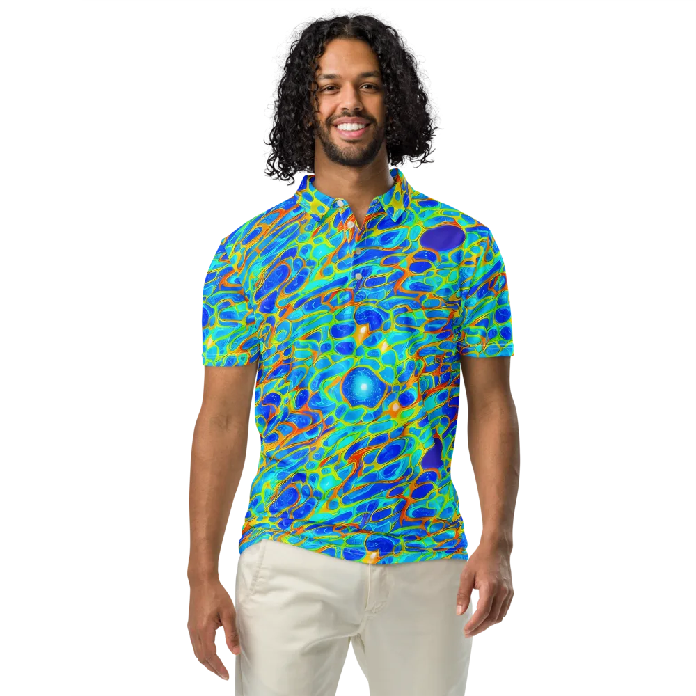 Blue Fireflow on Men's Slim Fit Polo Shirt — Front
