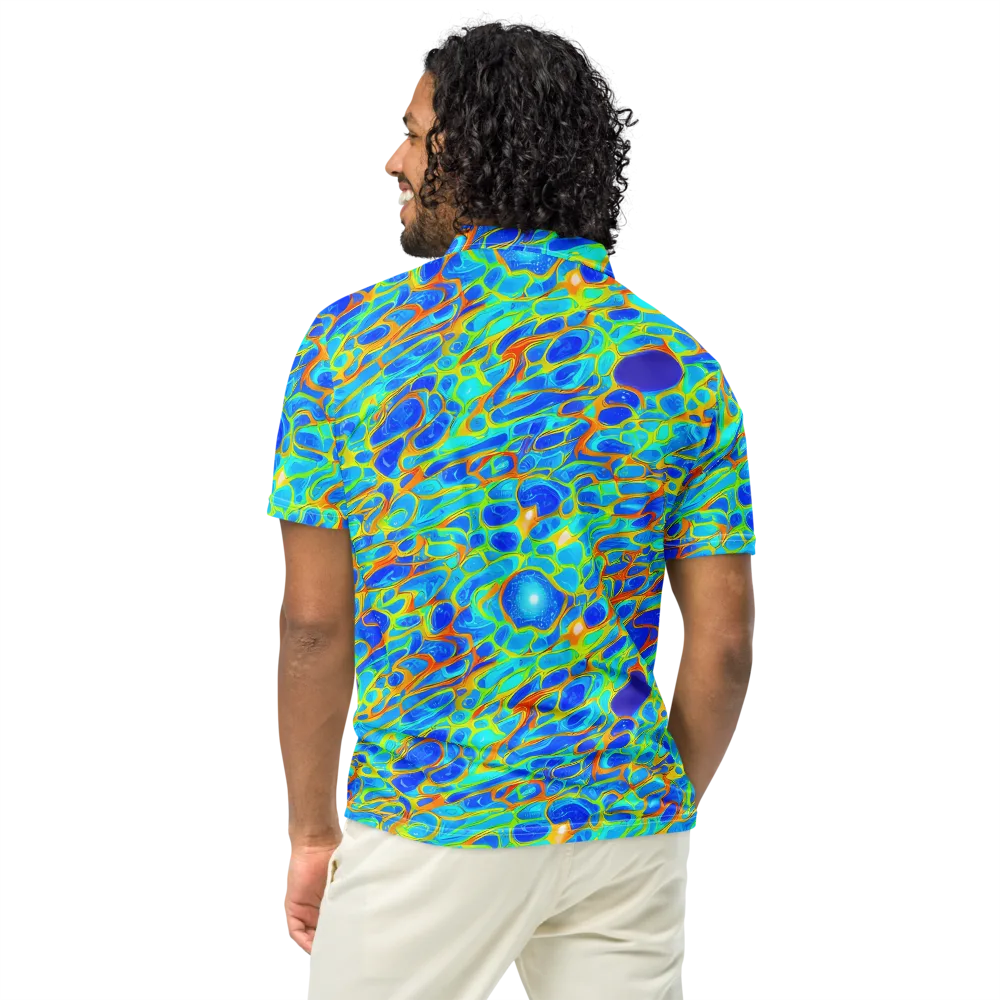 Blue Fireflow on Men's Slim Fit Polo Shirt — Back