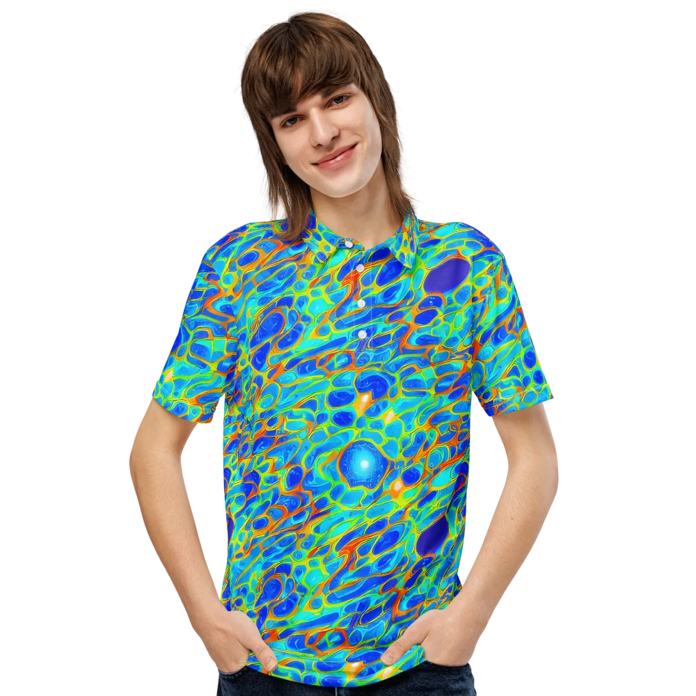 Blue Fireflow on Men's Slim Fit Polo Shirt — Front