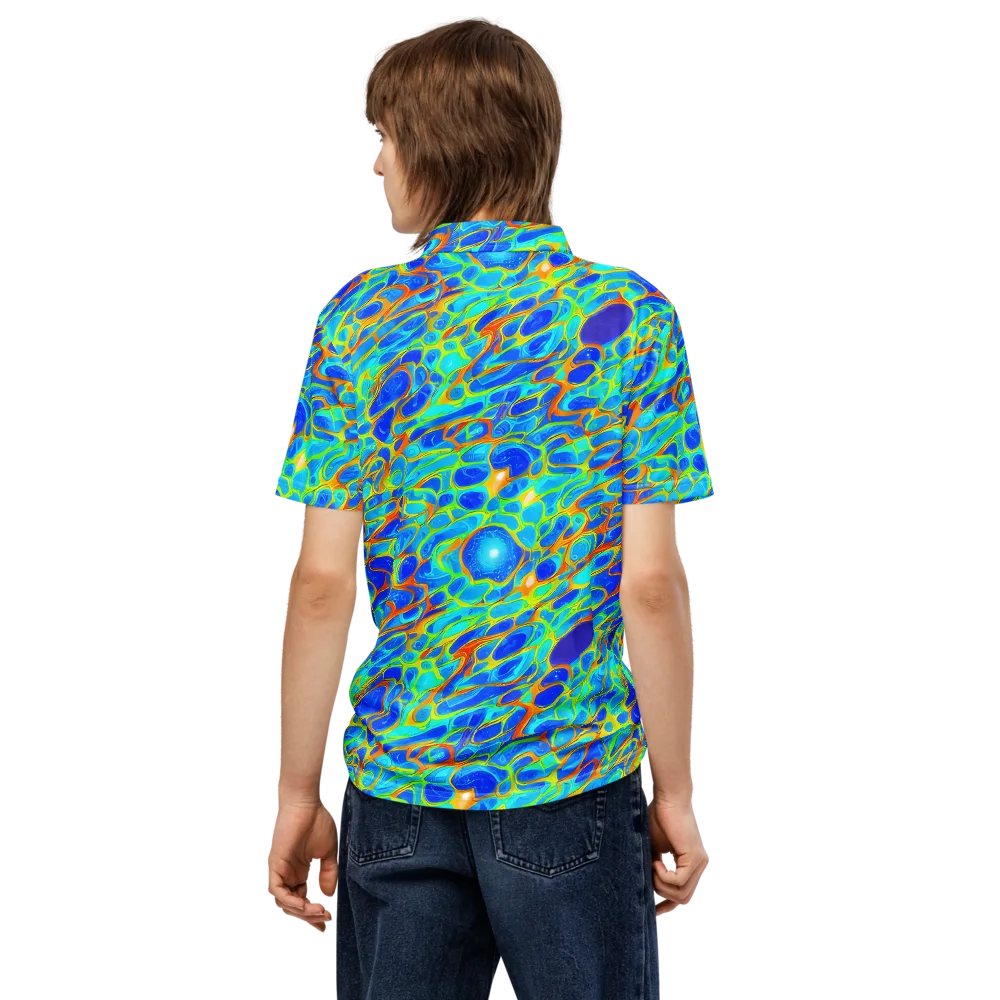 Blue Fireflow on Men's Slim Fit Polo Shirt — Back