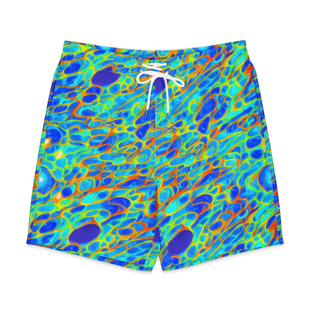 Blue Fireflow on Men's Board Shorts — Front