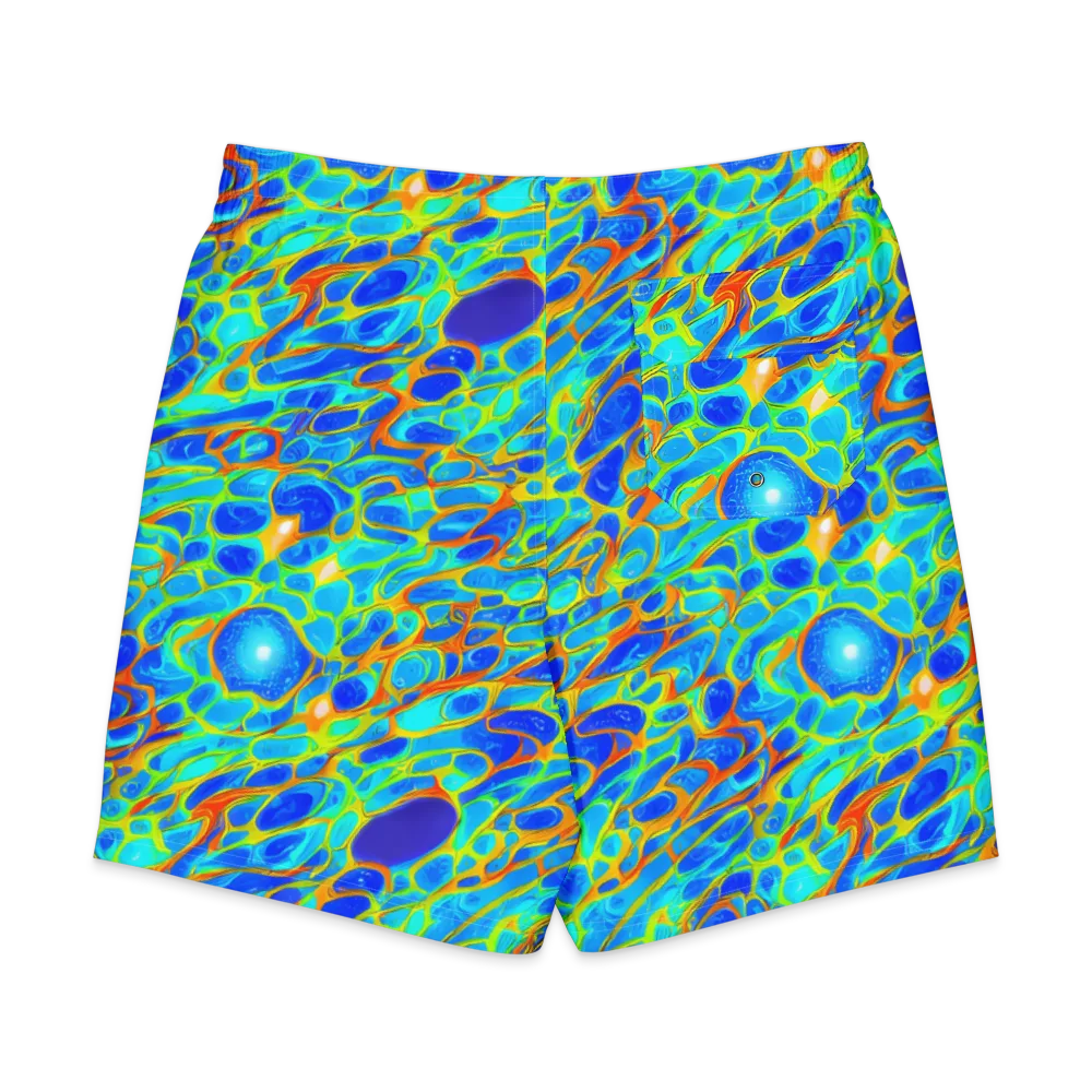 Blue Fireflow on Men's Board Shorts — Back