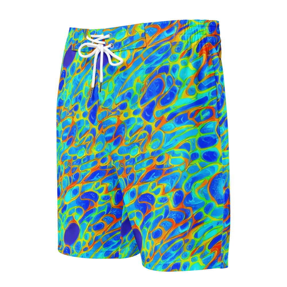 Blue Fireflow on Men's Board Shorts — Front