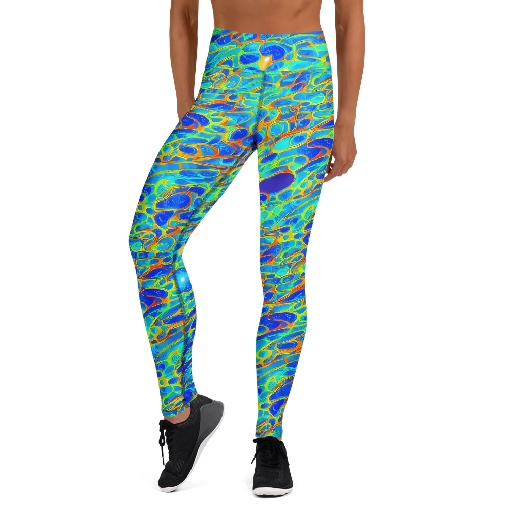 Blue Fireflow on Yoga Leggings — Front