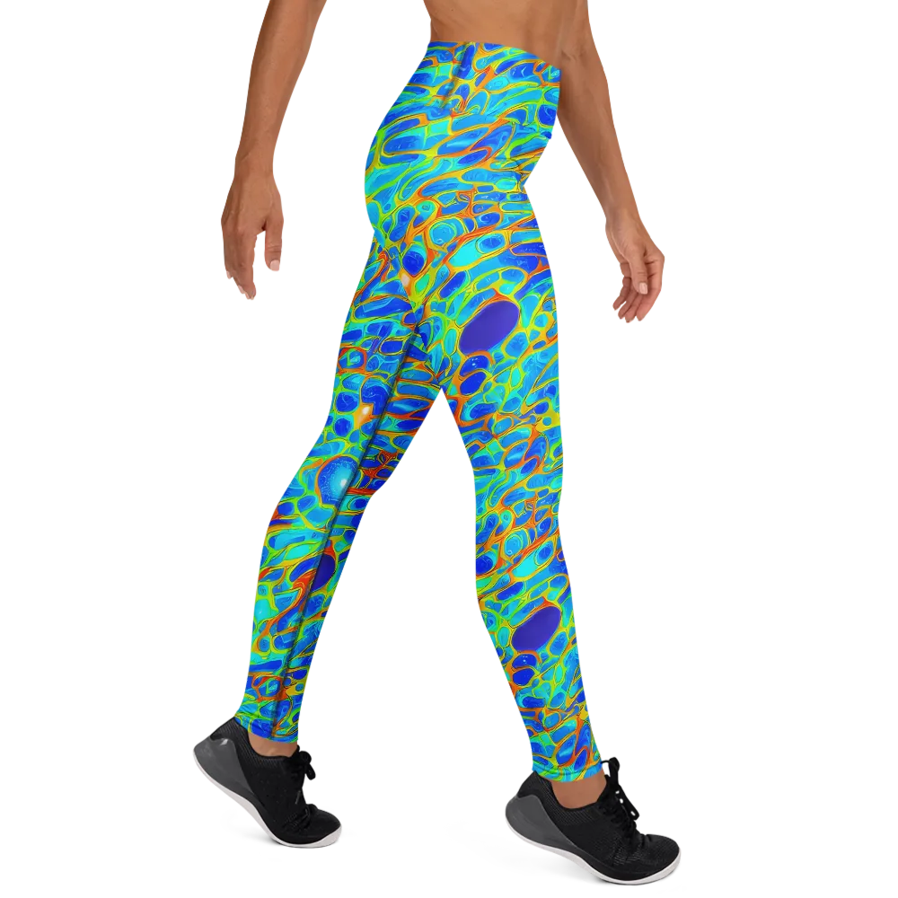 Blue Fireflow on Yoga Leggings — Right