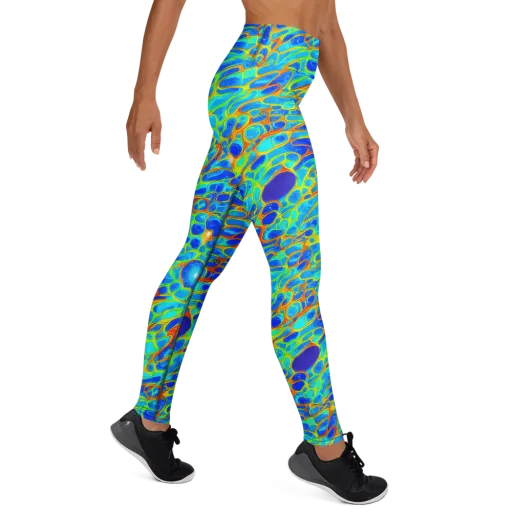 Blue Fireflow on a Yoga Leggings