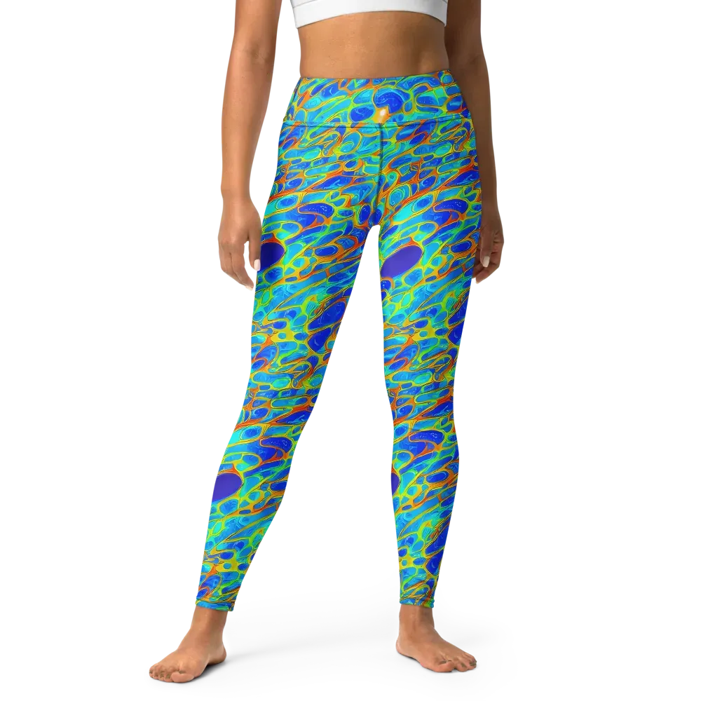 Blue Fireflow on Yoga Leggings — Front