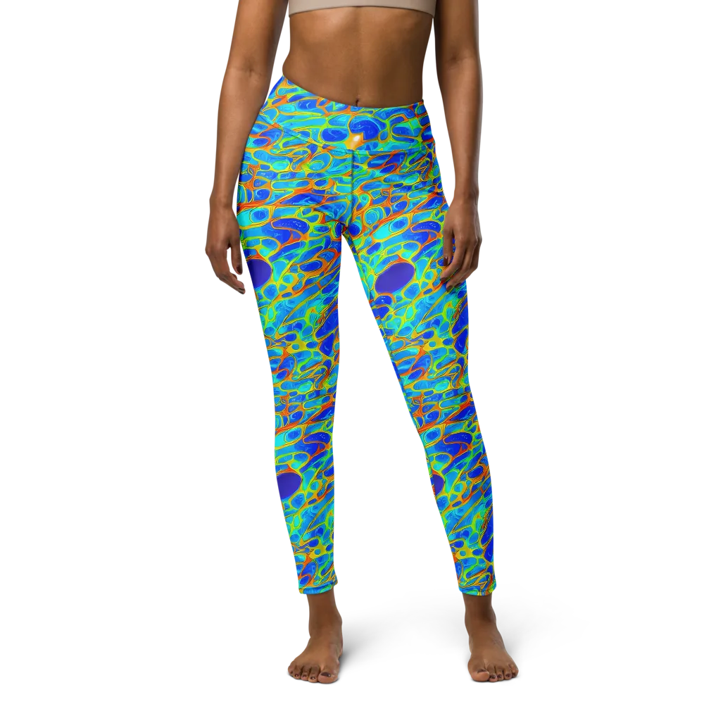 Blue Fireflow on Yoga Leggings — Front