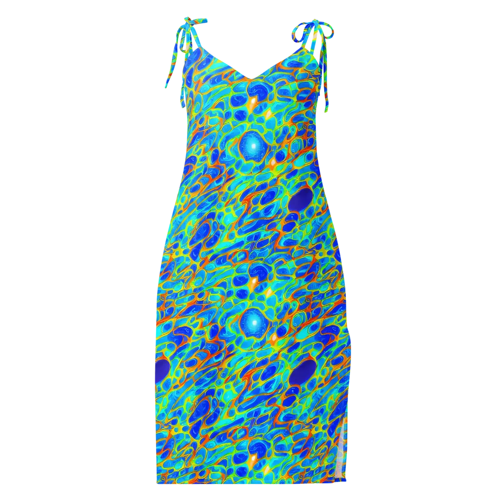 Blue Fireflow on Slip Dress — Front