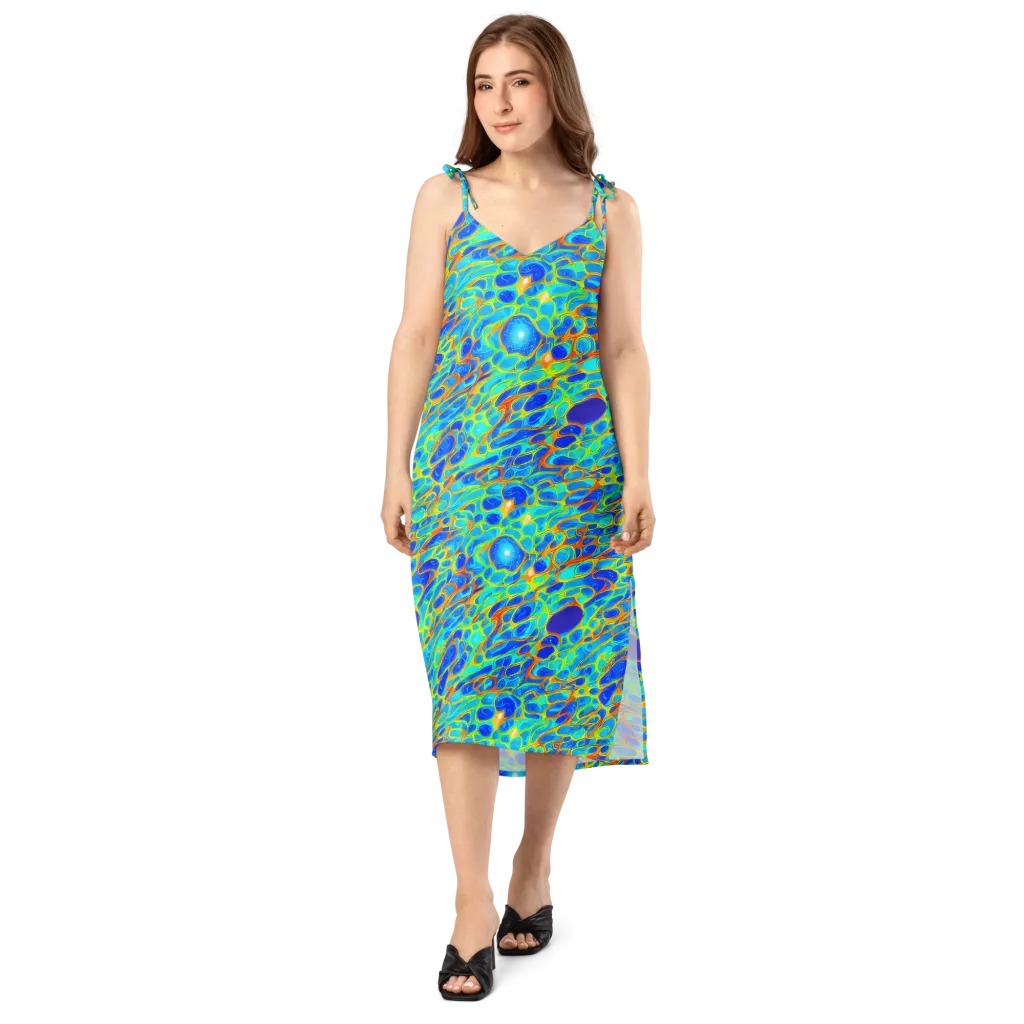 Blue Fireflow on Slip Dress — Front