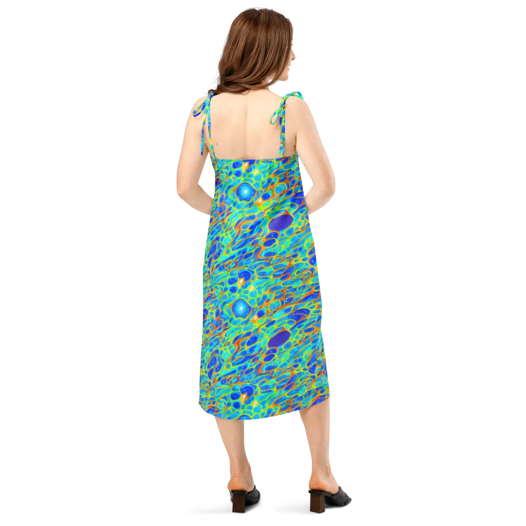 Blue Fireflow on Slip Dress — Back
