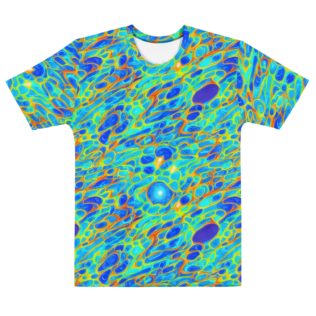 Blue Fireflow on Men's Cotton Crew Neck T-Shirt — Front